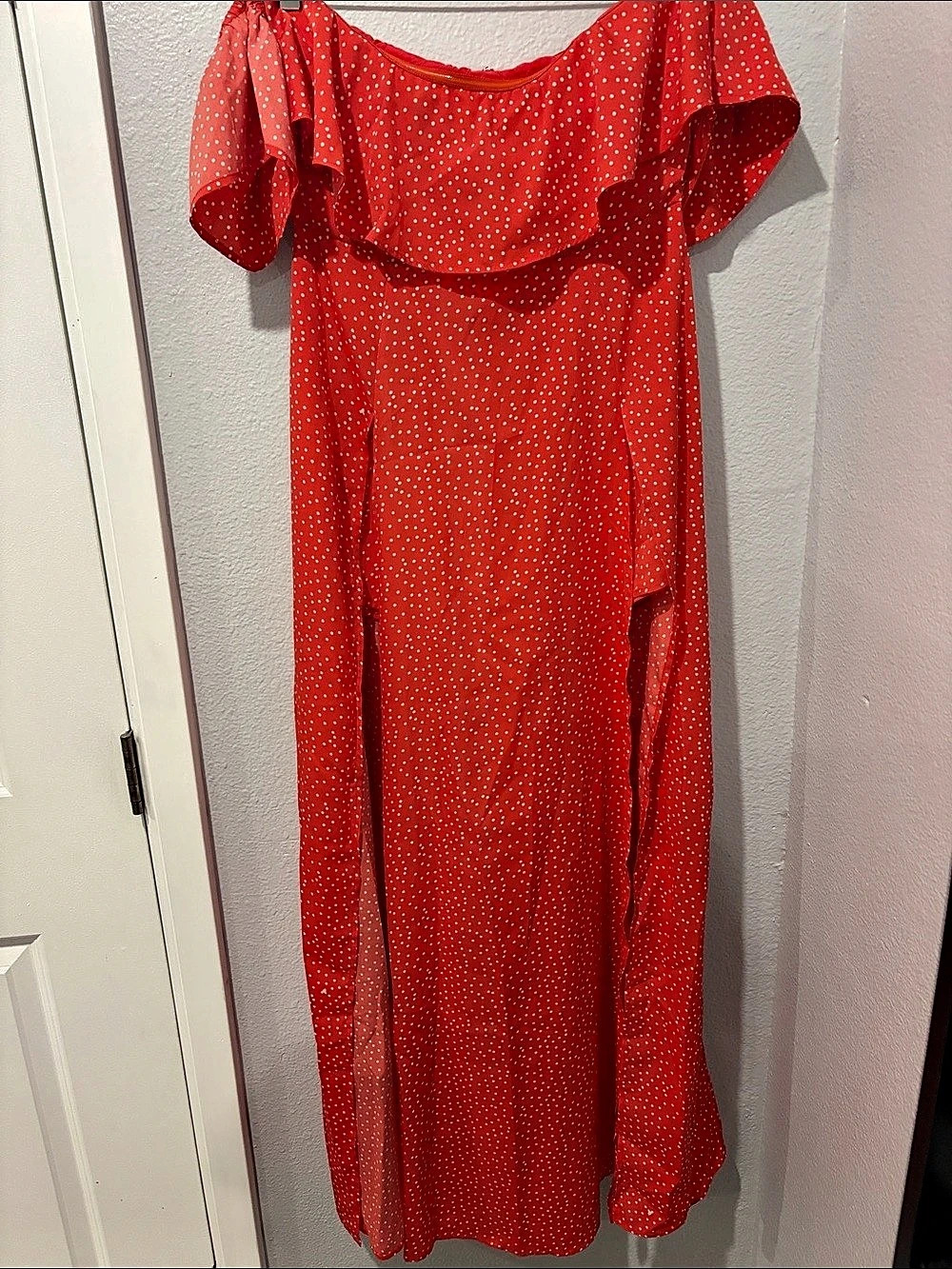 Red & White Polka Dot Maxi Dress Like New